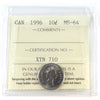 1996 Canada 10-cents ICCS Certified MS64