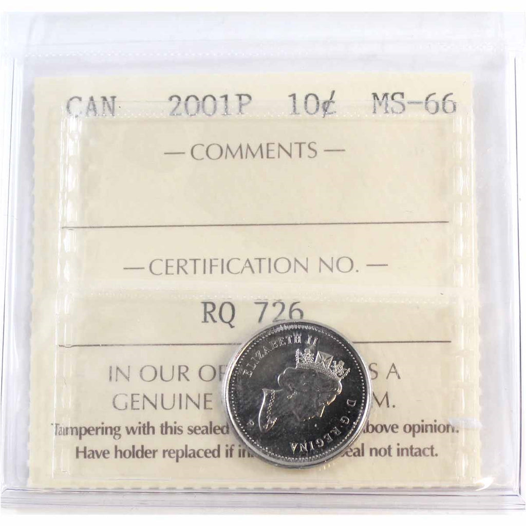 2001P Canada 10-cents ICCS Certified MS66