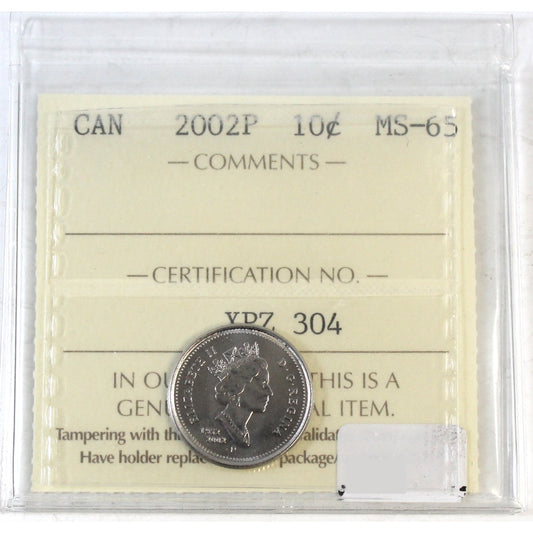 2002P Canada 10-cents ICCS Certified MS-65
