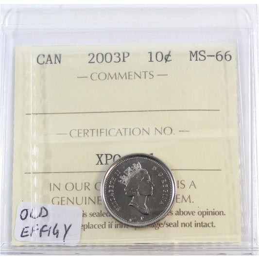2003P Old Effigy Canada 10-cents ICCS Certified MS-66