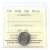 2008 Canada 10-cents ICCS Certified MS-64