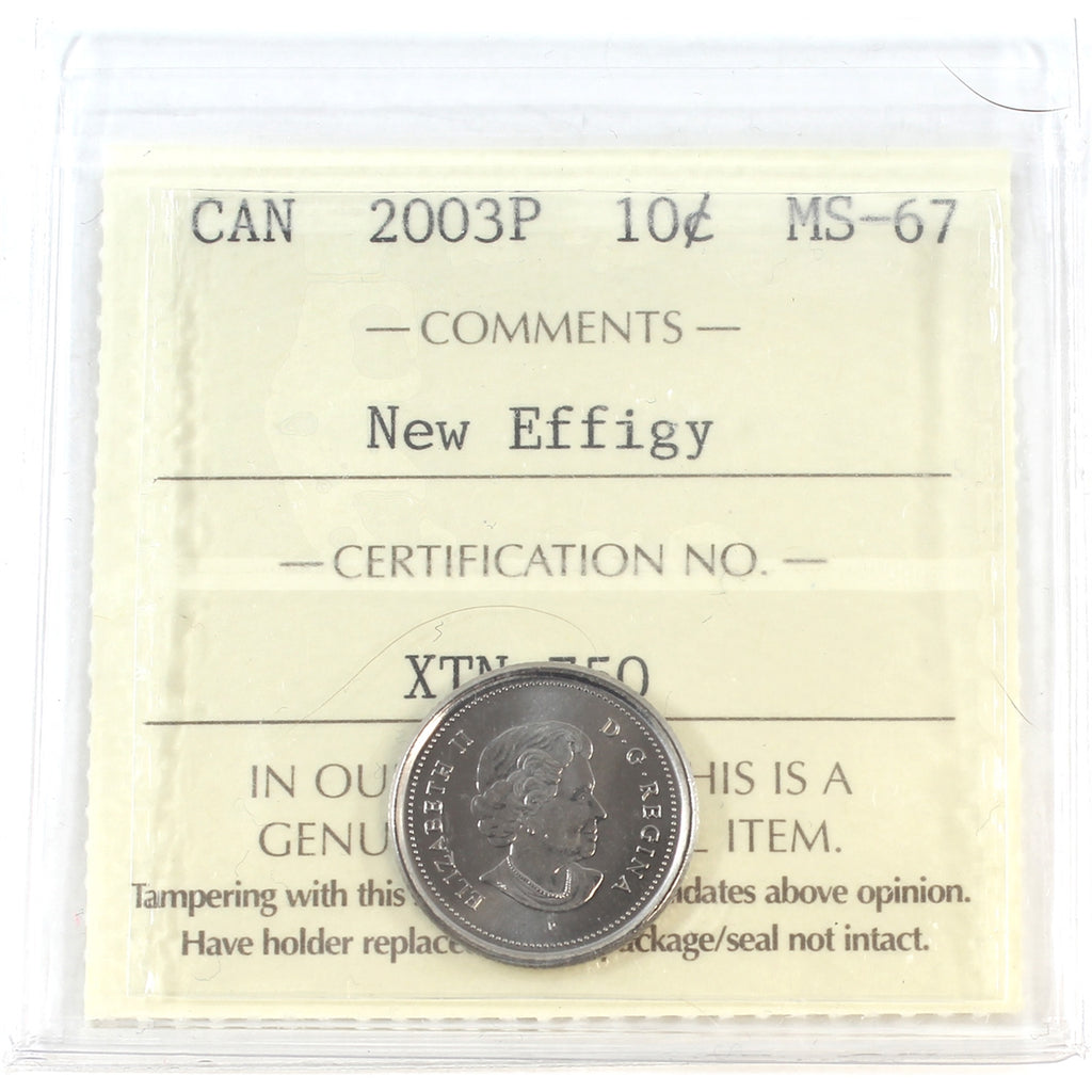 2003P New Effigy Canada 10-cents ICCS Certified MS67