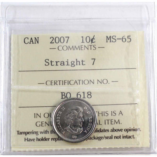 2007 Straight 7 Canada 10-cents ICCS Certified MS-65