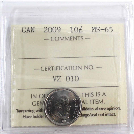 2009 Canada 10-cents ICCS Certified MS-65