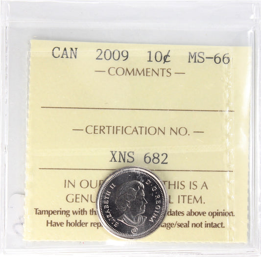 2009 Canada 10-cents ICCS Certified MS-66