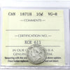 1871H Canada 10-cents ICCS Certified VG8