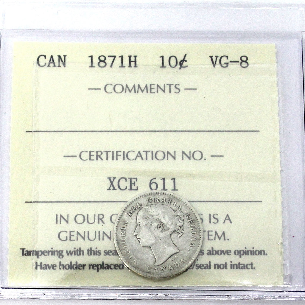 1871H Canada 10-cents ICCS Certified VG8