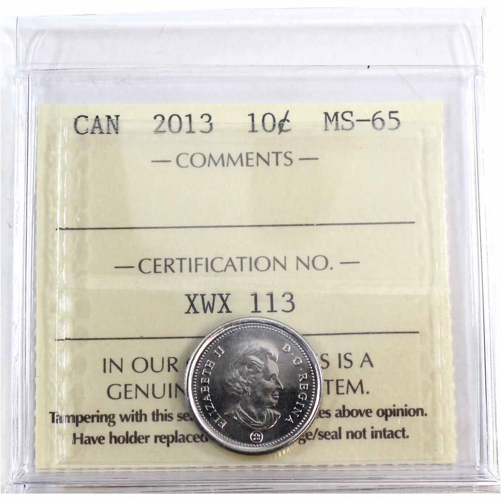 2013 Canada 10-cents ICCS Certified MS65