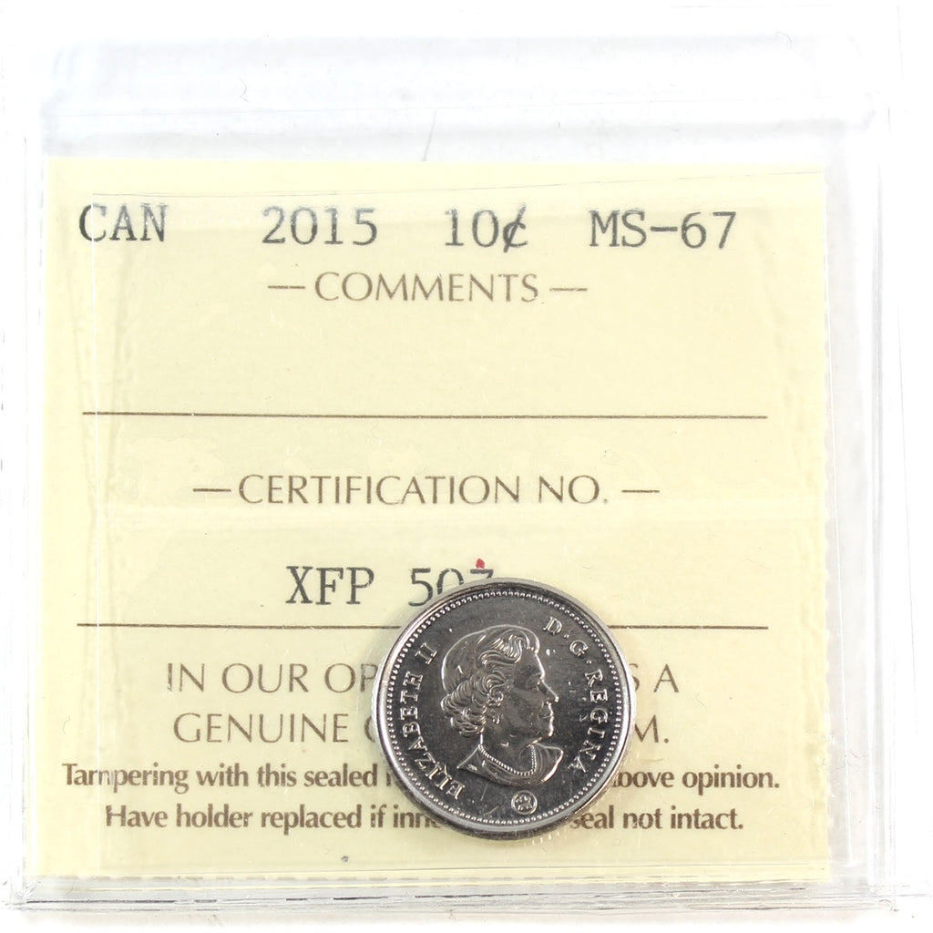 2015 Canada 10-cents ICCS Certified MS67