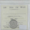 2016 Canada 10-cents ICCS Certified MS65