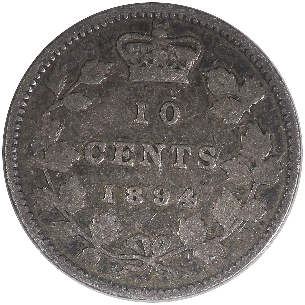 1894 Obv. 6 Canada 10-cents ICCS Certified F12