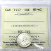 1917 Canada 10-cents ICCS Certified MS62