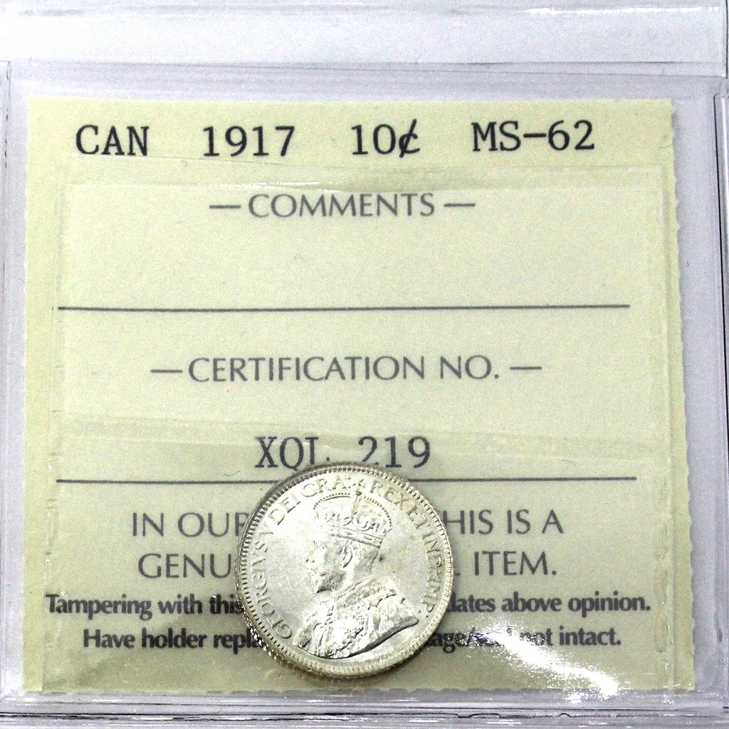 1917 Canada 10-cents ICCS Certified MS62