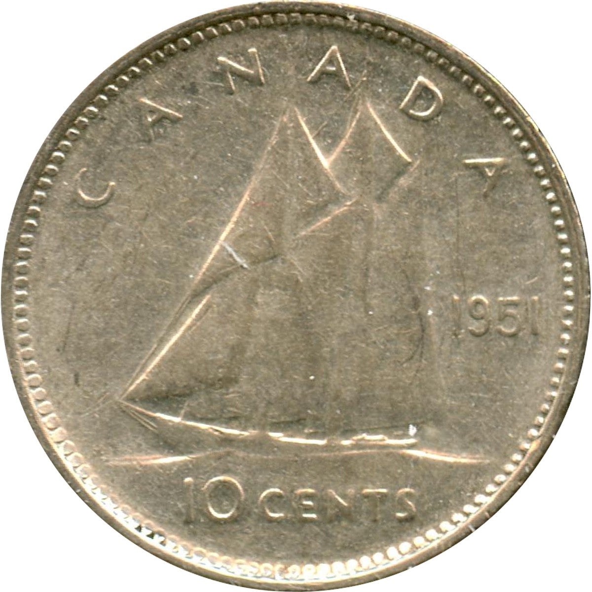 1951 Canada 10-cents Very Fine (VF20)