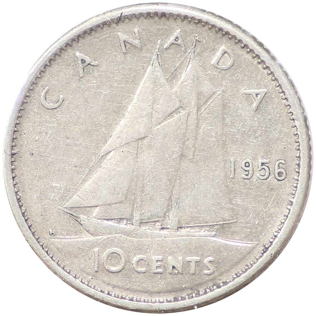 1956 Dot Canada 10-cents Fine (F12)