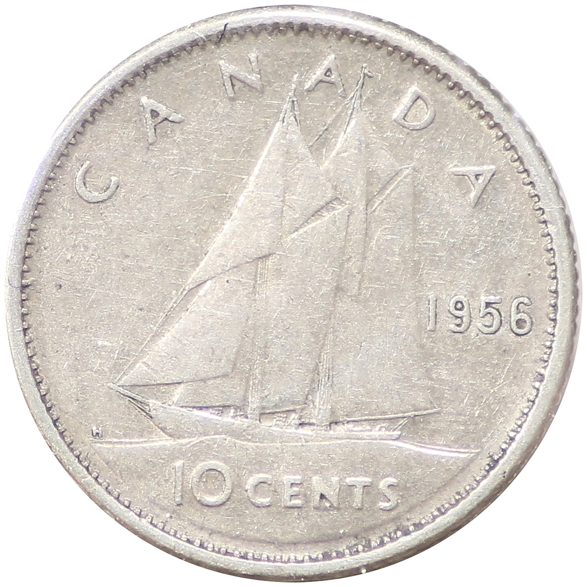 1956 Dot Canada 10-cents Fine (F12)