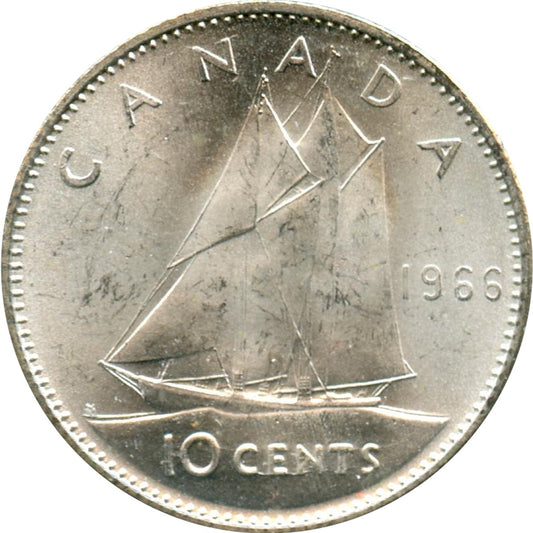 1966 Canada 10-cents Choice Brilliant Uncirculated (MS64)