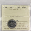 1974 Canada 10-cents ICCS Certified MS65