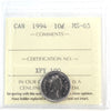 1994 Canada 10-cents ICCS Certified MS65