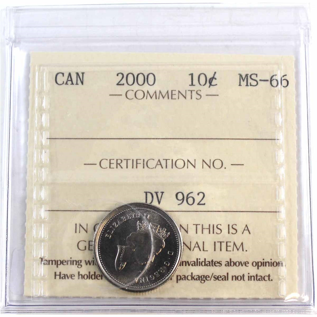 2000 Canada 10-cents ICCS Certified MS66