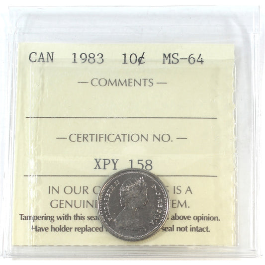 1983 Canada 10-cents ICCS Certified MS64
