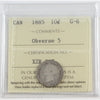 1885 Obv. 5 Canada 10-cents ICCS Certified G6