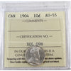 1904 Canada 10-cents ICCS Certified AU55