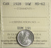 1928 Canada 10-cents ICCS Certified MS62
