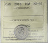 2018 Canada 10-cents ICCS Certified MS67