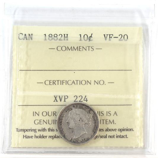 1882H Canada 10-cents ICCS Certified VF20
