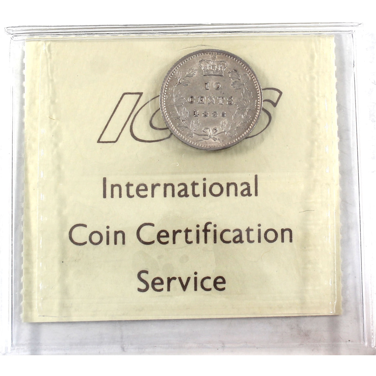 1886 Small 6, Obv. 5 Canada 10-cents ICCS Certified AU50