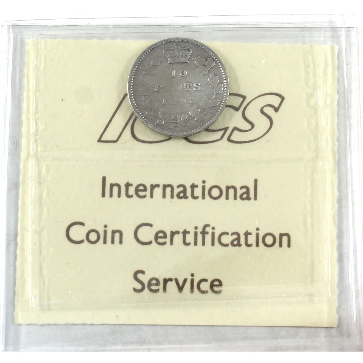 1893 Flat Top 3, Obv. 6 Canada 10-cents ICCS Certified VG10
