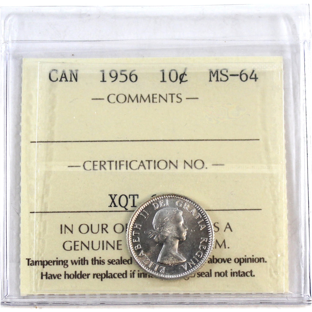 1956 Canada 10-cents ICCS Certified MS-64