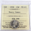 1958 Canada 10-cents ICCS Certified MS65 Heavy Cameo