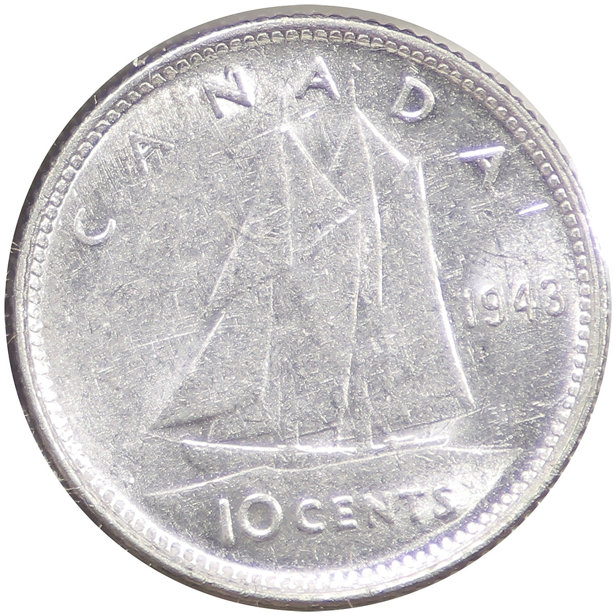 1943 Re-Engraved Canada 10-cent VF-EF (VF30)