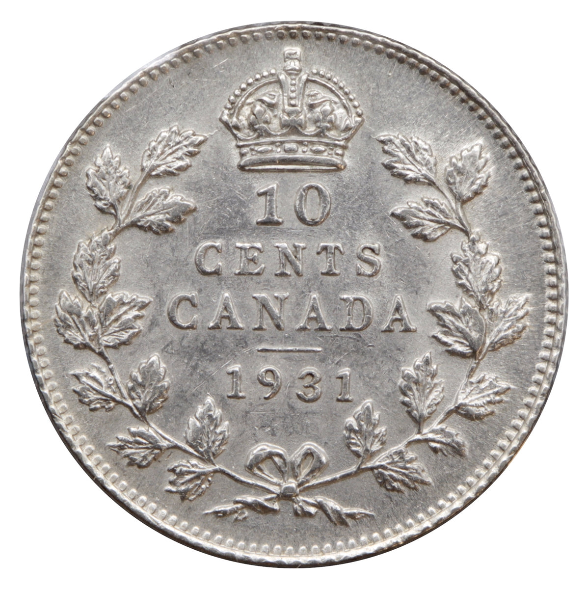 1931 Canada 10-cents Almost Uncirculated (AU50), Cameo $
