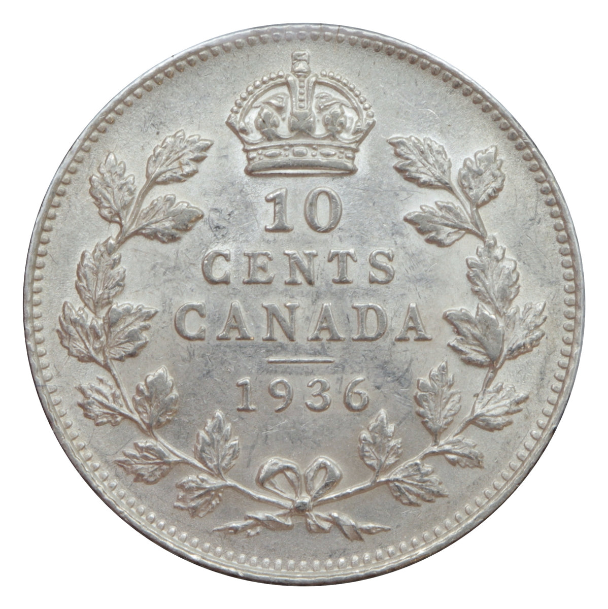 1936 Bar Canada 10-cent Almost Uncirculated (AU50) $