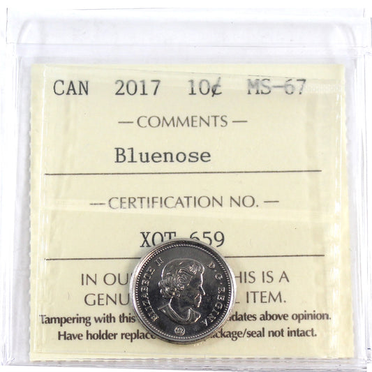 2017 Bluenose Canada 10-cents ICCS Certified MS67