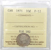1871 Canada 10-cents ICCS Certified F12