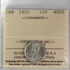 1920 Canada 10-cents ICCS Certified AU50