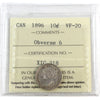 1896 Obv. 6 Canada 10-cents ICCS Certified VF20