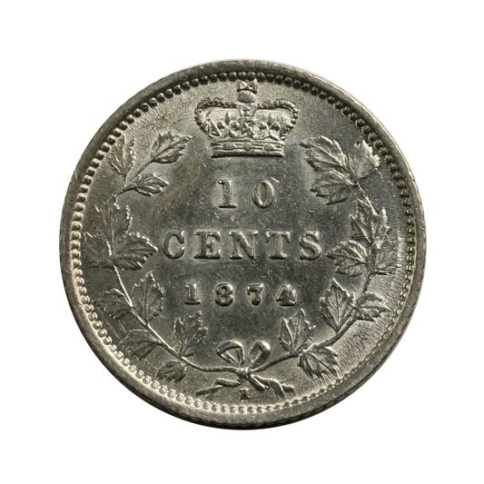 1874H Canada 10-cents Almost Uncirculated (AU50) $