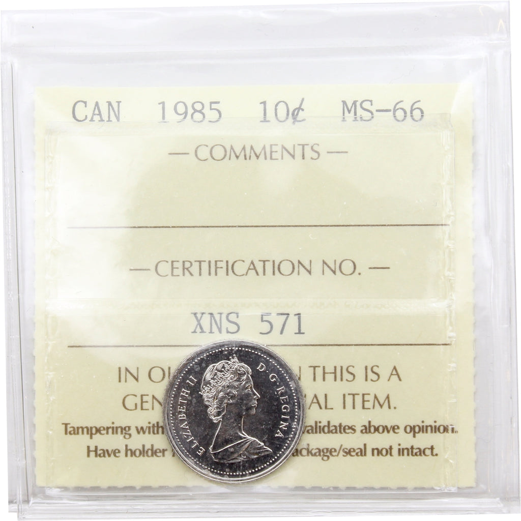 1985 Canada 10-cents ICCS Certified MS-66