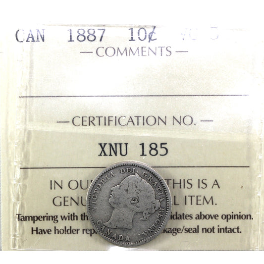 1887 Canada 10-cents ICCS Certified VG8