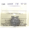 1890H Canada 10-cents ICCS Certified VF20