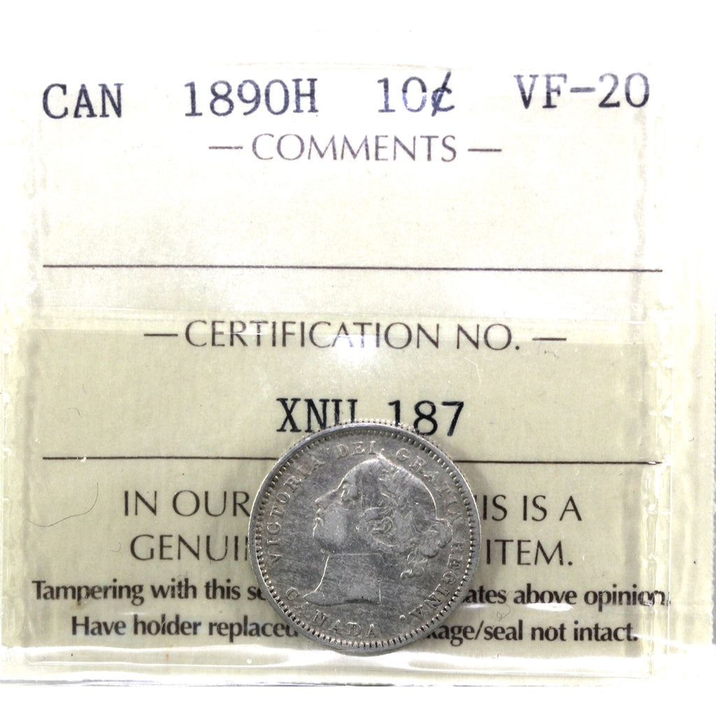 1890H Canada 10-cents ICCS Certified VF20
