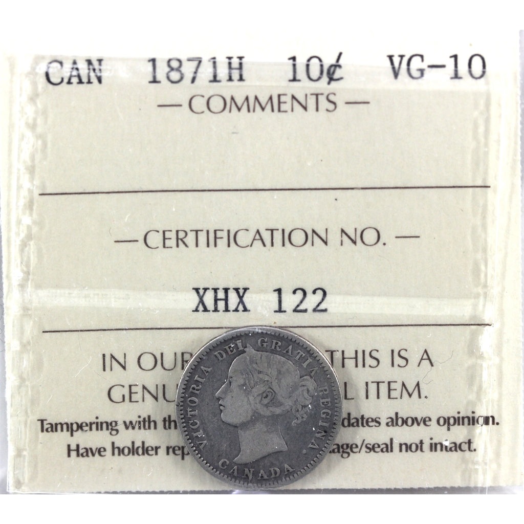 1871H Canada 10-cents ICCS Certfied VG10