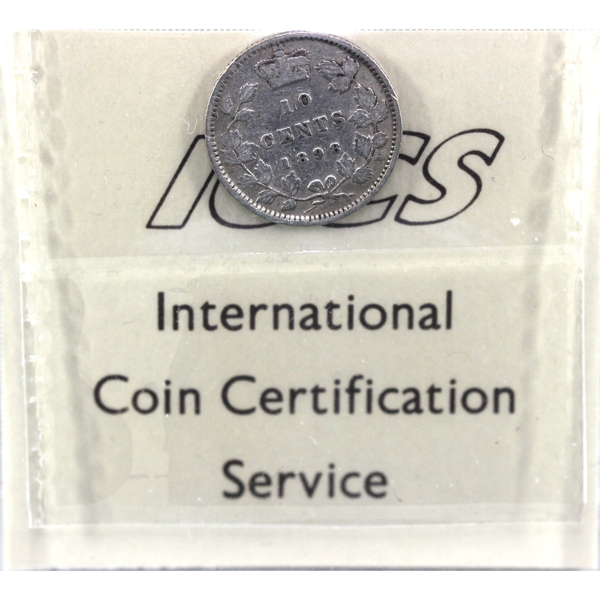 1898 Obv. 5 Canada 10-cents ICCS Certified F15