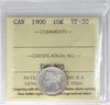 1900 Canada 10-cents ICCS Certified VF30