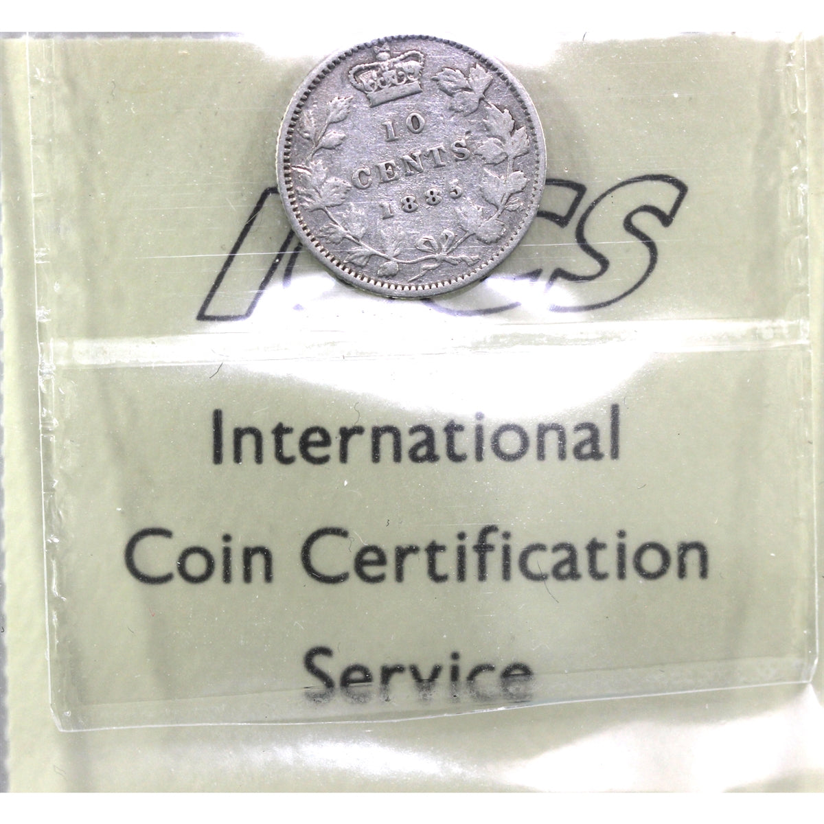 1885 Obv. 4 Canada 10-cents ICCS Certified VG10